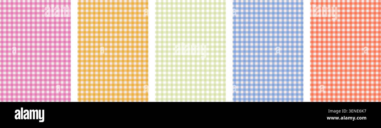 Motifs sans couture à carreaux Vichy et fonds de nappe à carreaux colorés. Une collection vibrante de textures de pique-nique à carreaux pour les célébrations, pique-nique Illustration de Vecteur