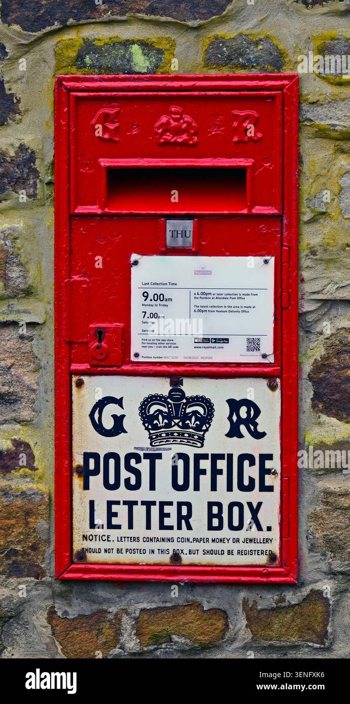 G.R.Letterbox.The Heritage Centre, Allenheads, Northumberland, Angleterre, Royaume-Uni, Europe. Banque D'Images