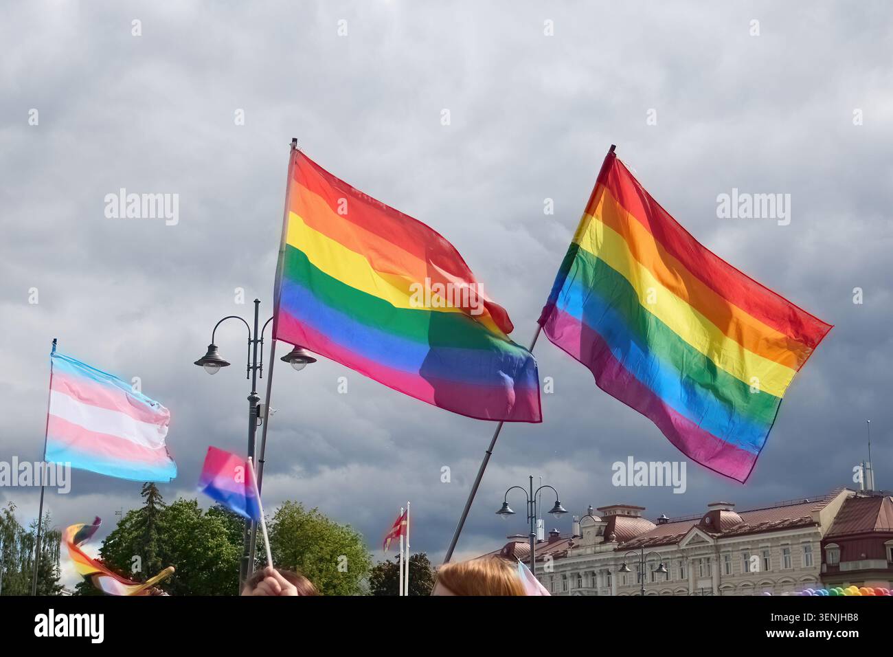 Drapeaux de fierté saluant la diversité et l'inclusion lgbtq Banque D'Images