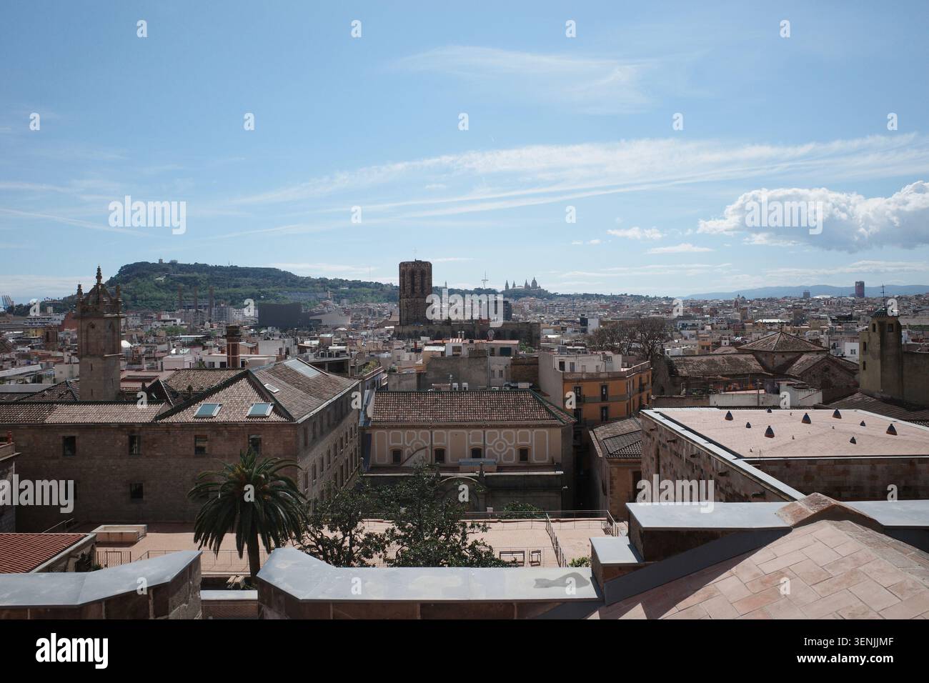 Vue sur la ville de Barcelone depuis la cathédrale de Barcelone Banque D'Images