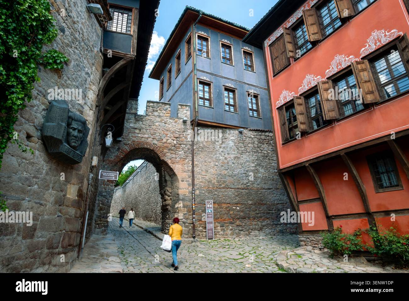 Porte Hisar Kapia, la Maison Bleue et la Renaissance nationale bulgare, vieille ville, Plovdiv, Bulgarie, les Balkans, Europe de l'Est Banque D'Images