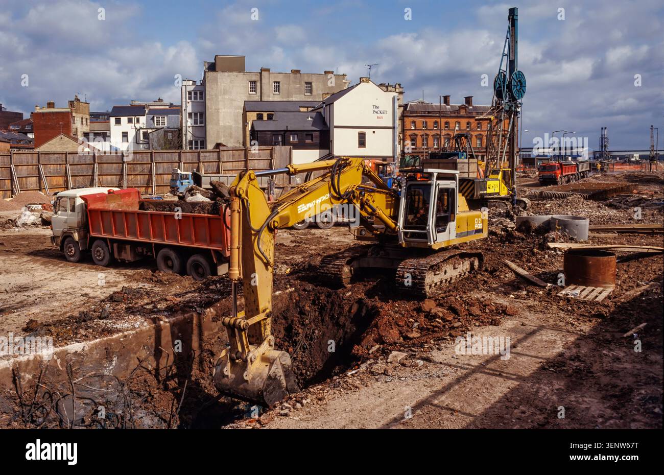 Creuser et couvrir le tunnel en construction dans la baie de Cardiff en 1993, Cardiff, pays de Galles, Royaume-Uni Banque D'Images