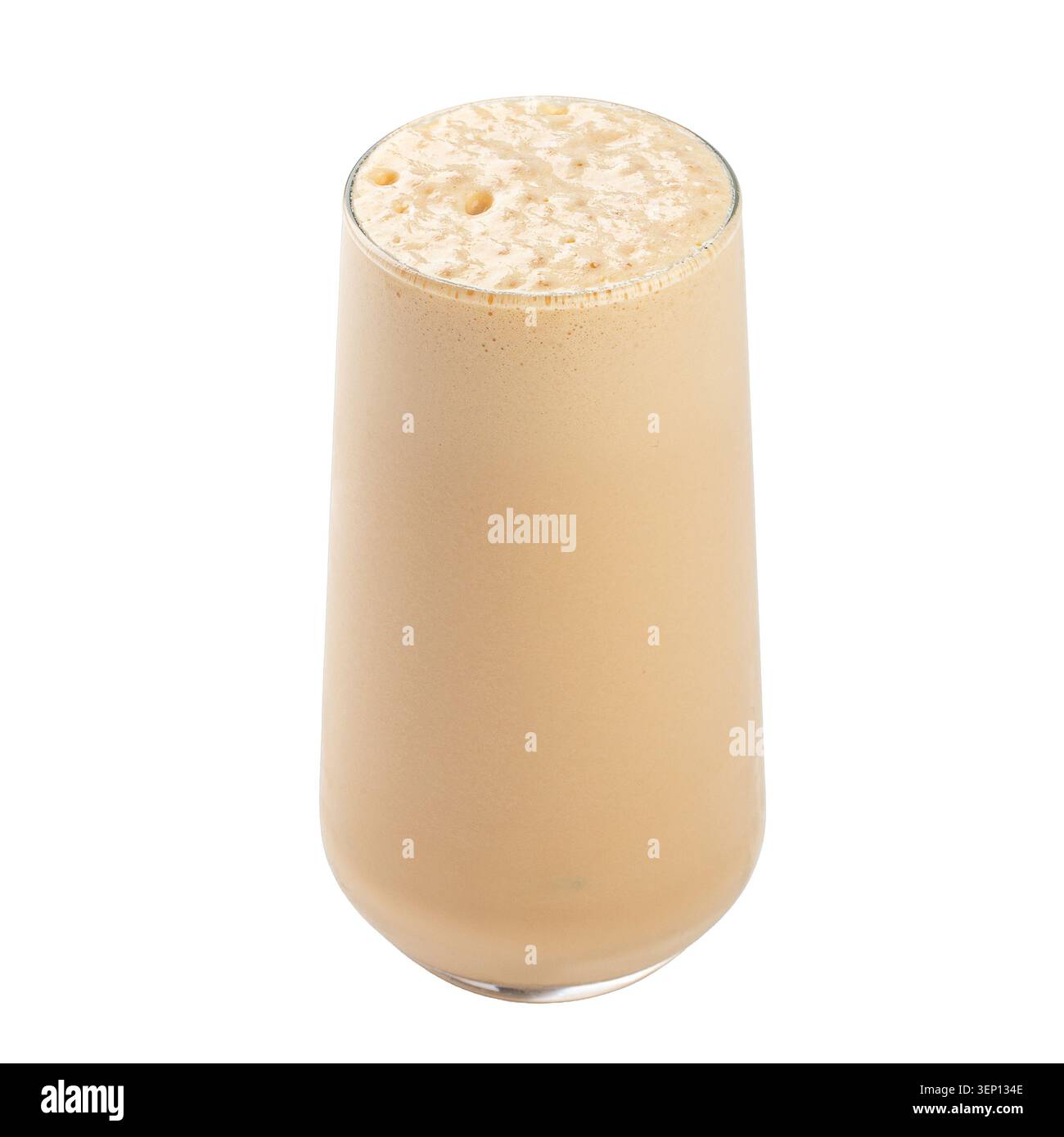 Café latte en verre sur fond blanc Banque D'Images