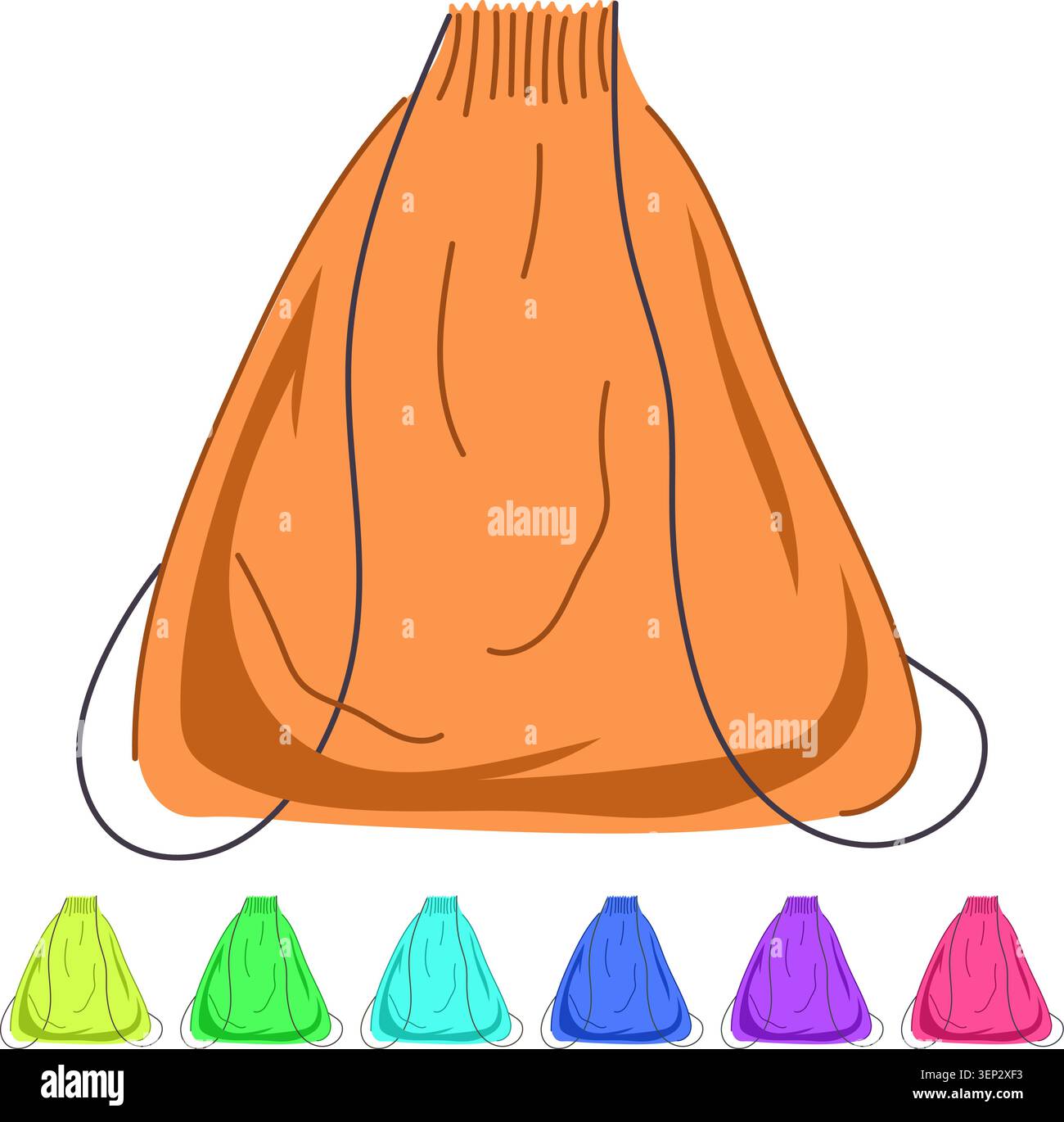 Sac à cordon magenta brillant dans le style vectoriel plat, parfait pour l'emballage, le stockage ou le voyage, pochette en tissu doux pour les cadeaux, la lessive, les articles personnels sur Illustration de Vecteur