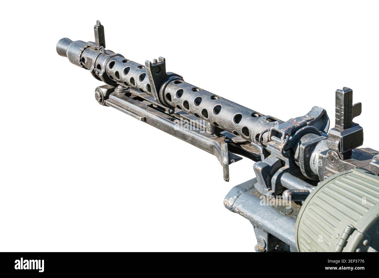 Canon de présentation d'arme à feu tactique bien utilisé avec orifices de refroidissement et ensemble récepteur supérieur comprenant un porte-boulon, un piston à gaz et un mécanisme de déclenchement Banque D'Images