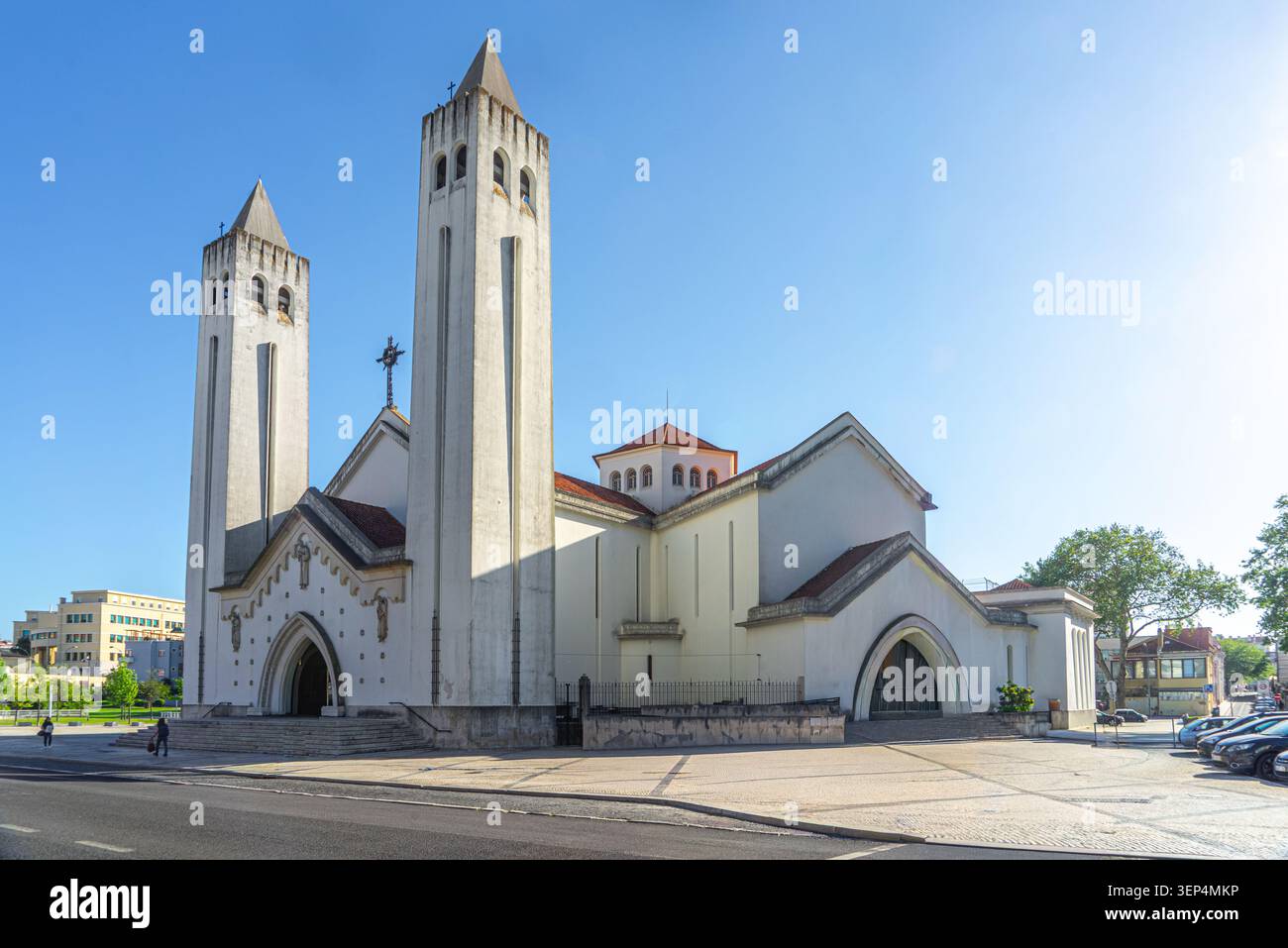 Igreja de São João de Deus, 1953, architecte António Lino, Português Suave, Praça de Londres, Areeiro, Lisbonne Banque D'Images