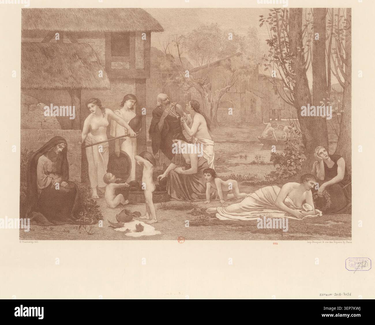 Une lithographie publiée en 1889 par Georges William Thornley d'après Pierre Puvis de Chavannes présente une composition allégorique patriotique au sein d'une série d'art imprimé consacrée à des reproductions interprétatives de la peinture symbolique. Banque D'Images