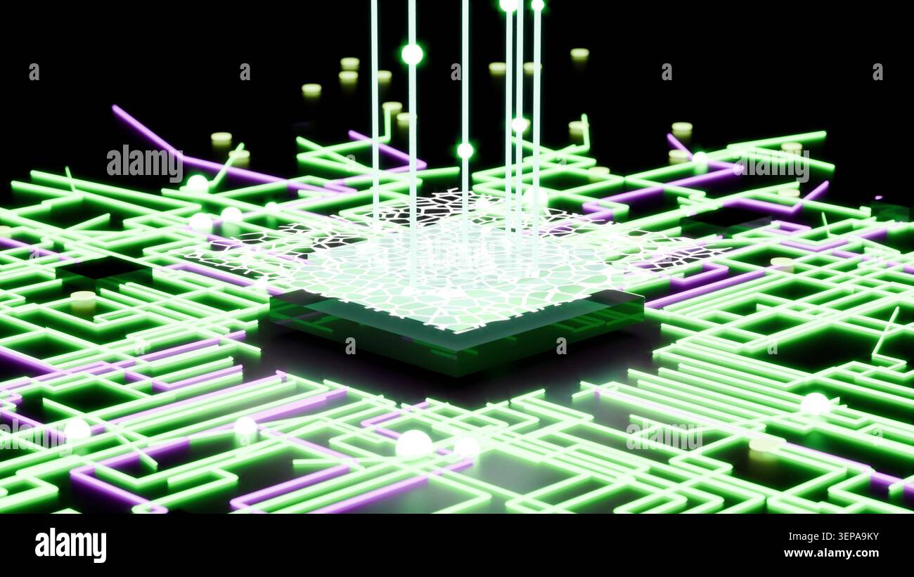 Concept de technologie GPU CPU puce bg rendu 3D. Banque D'Images