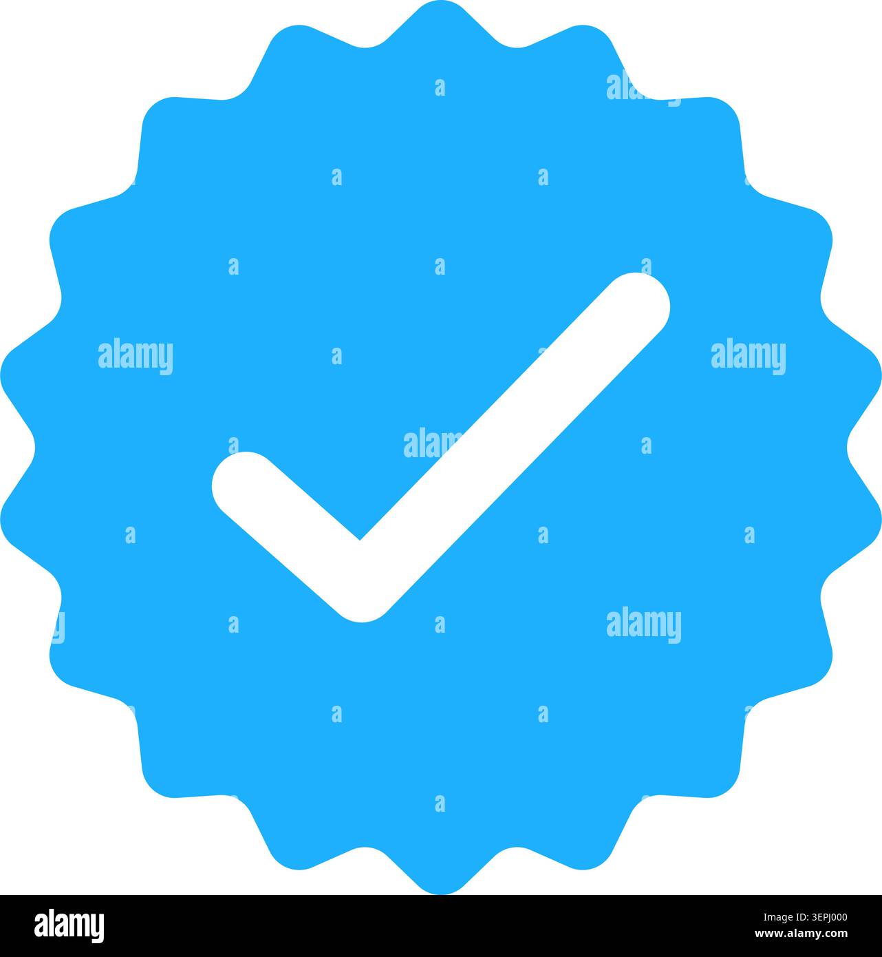 Icône de badge de profil vérifié bleu avec une coche blanche. Symbole de compte de confiance officiel des médias sociaux, illustration vectorielle Illustration de Vecteur