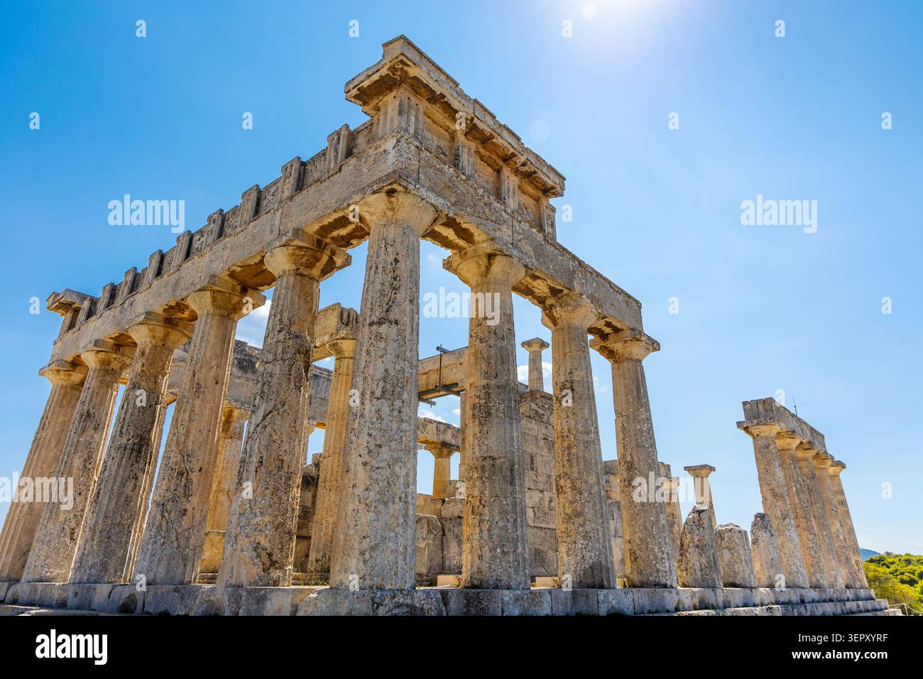 Temple d'Aphaia sur l'île d'Egine, îles Saroniques, Grèce Banque D'Images