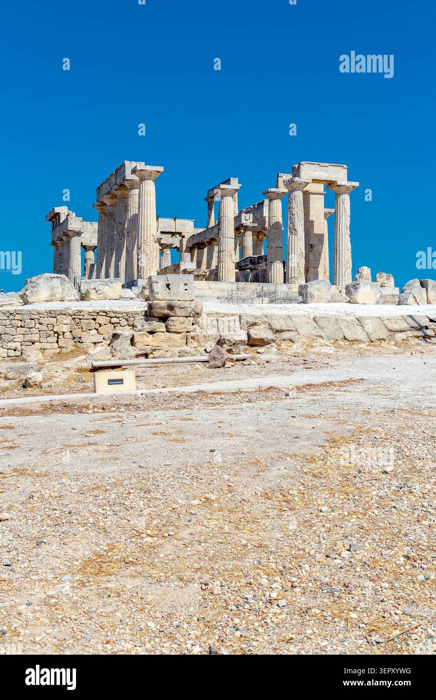 Temple d'Aphaia sur l'île d'Egine, îles Saroniques, Grèce Banque D'Images