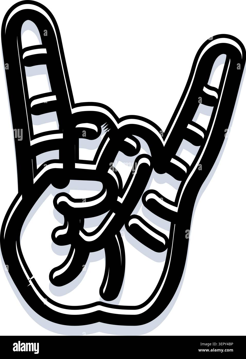 Main montrant le geste de cor rock and roll symbolisant la musique, la rébellion, l'énergie et la célébrationparfait pour les concerts, les festivals, les fans, la performance et Illustration de Vecteur