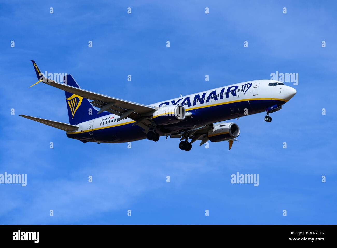 Ryanair Boeing B737 en approche finale de l'aéroport de Palma, Majorque le samedi 13 juin 2026 Banque D'Images