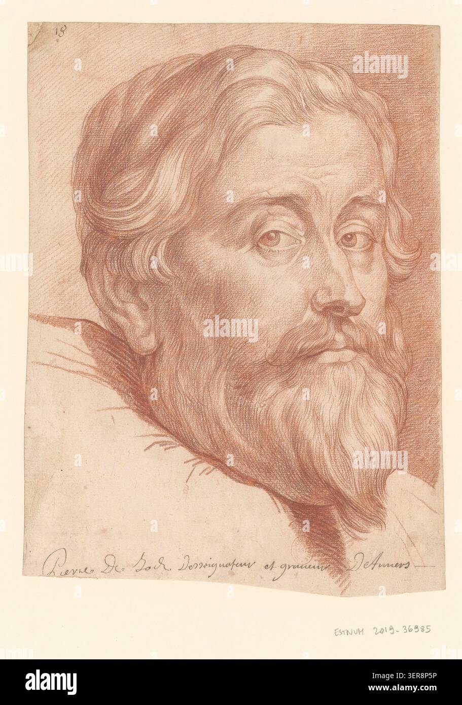 Un portrait attribué à Nicolas Bertin d'après Anton Van Dyck présente le graveur Pierre de Jode l'aîné dans une représentation du XVIIe siècle conservée dans une collection d'études de figures hollandaises et anglaises Banque D'Images