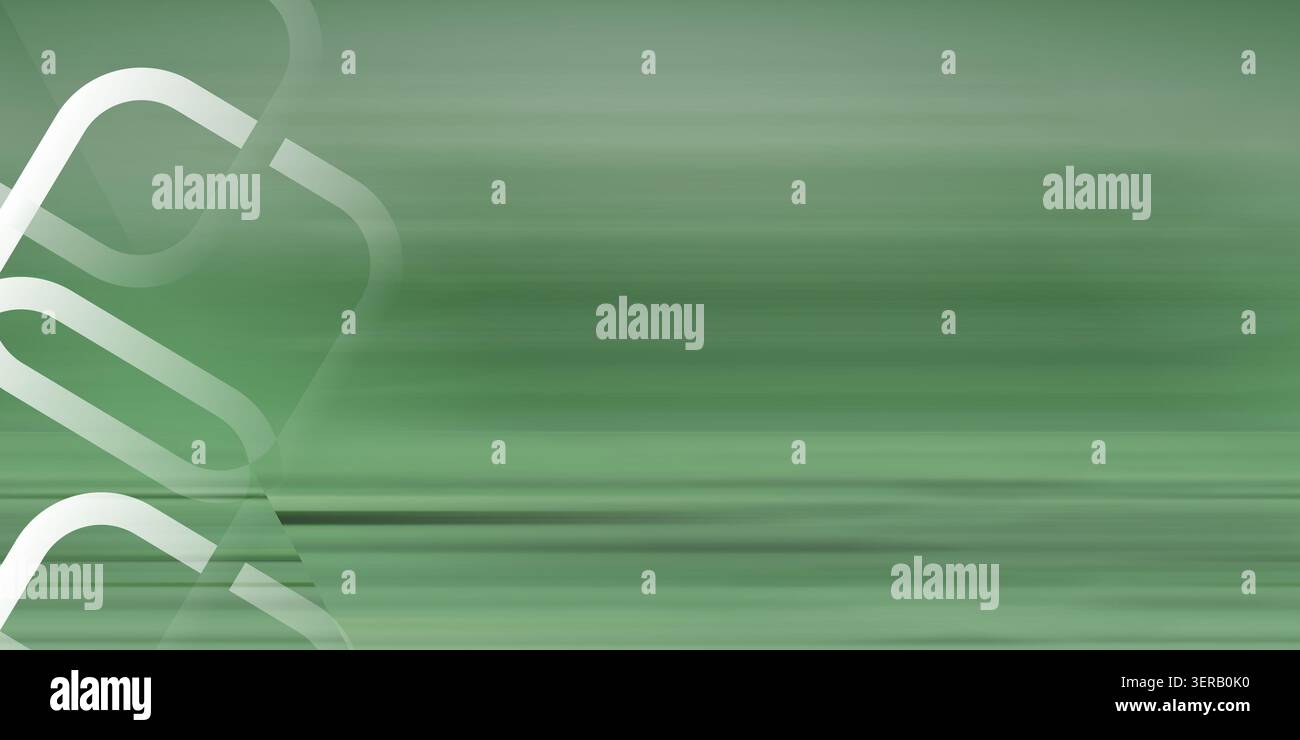 Un fond vert sauge apaisant avec un léger effet de flou horizontal et des cadres carrés géométriques blancs disposés sur le côté gauche. Banque D'Images