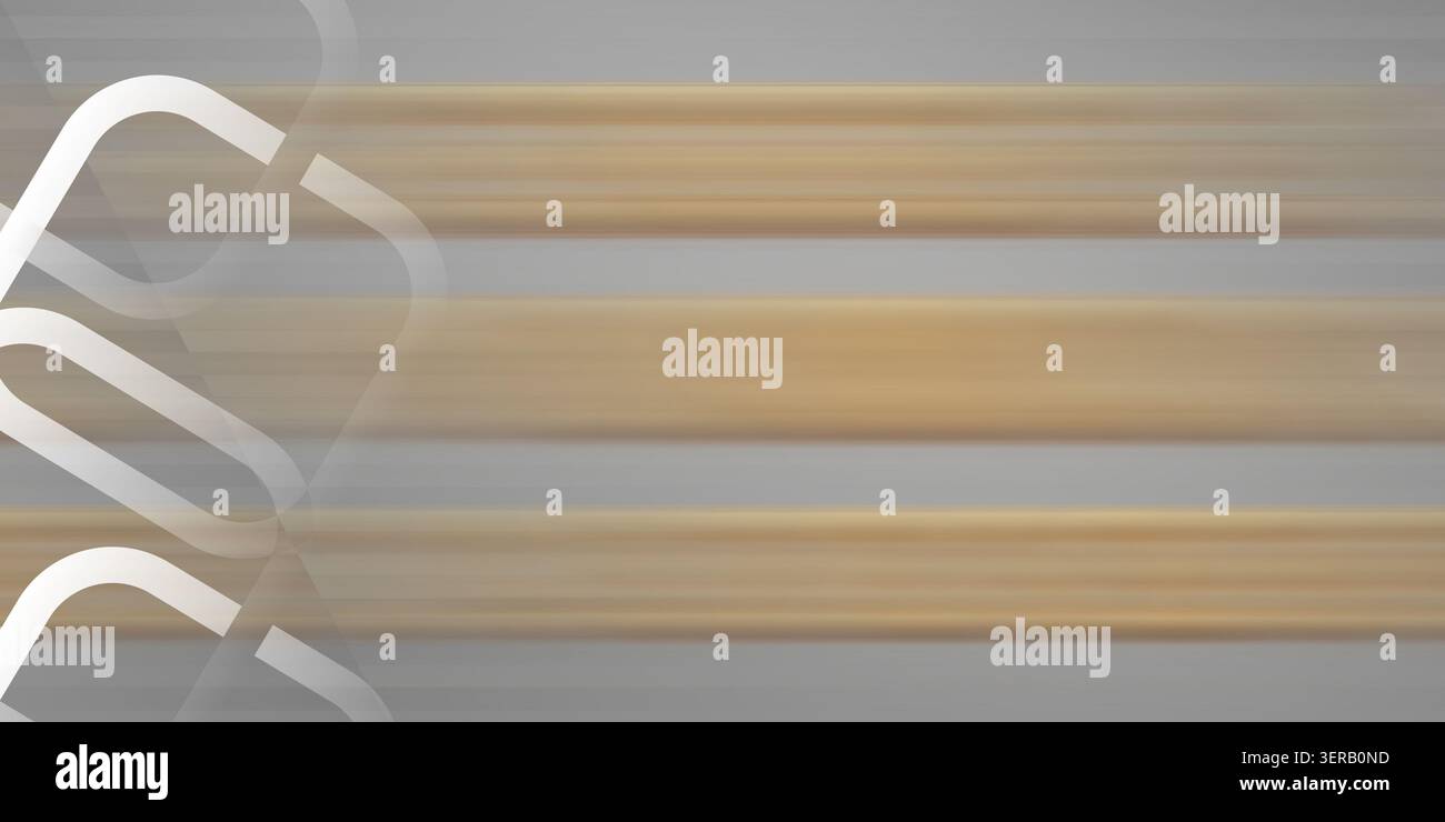 Fond abstrait avec un effet de flou de mouvement gris et marron clair avec des lignes horizontales et des cadres carrés géométriques blancs superposés. Banque D'Images