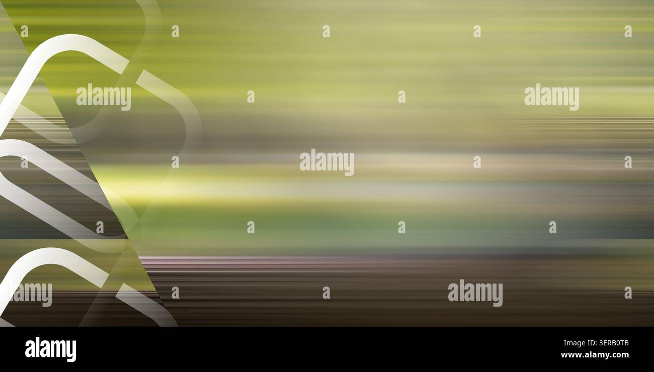 Fond abstrait avec un effet de flou de mouvement dans les tons de vert et de brun, superposé avec une série de fram carrée arrondie blanche et semi-transparente Banque D'Images