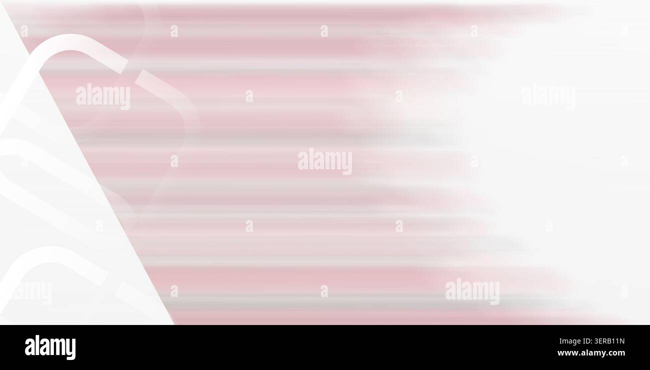Un fond doux et abstrait avec des effets de flou de mouvement horizontal rouge clair et blanc et des éléments carrés géométriques, transportant vitesse et énergie. Banque D'Images