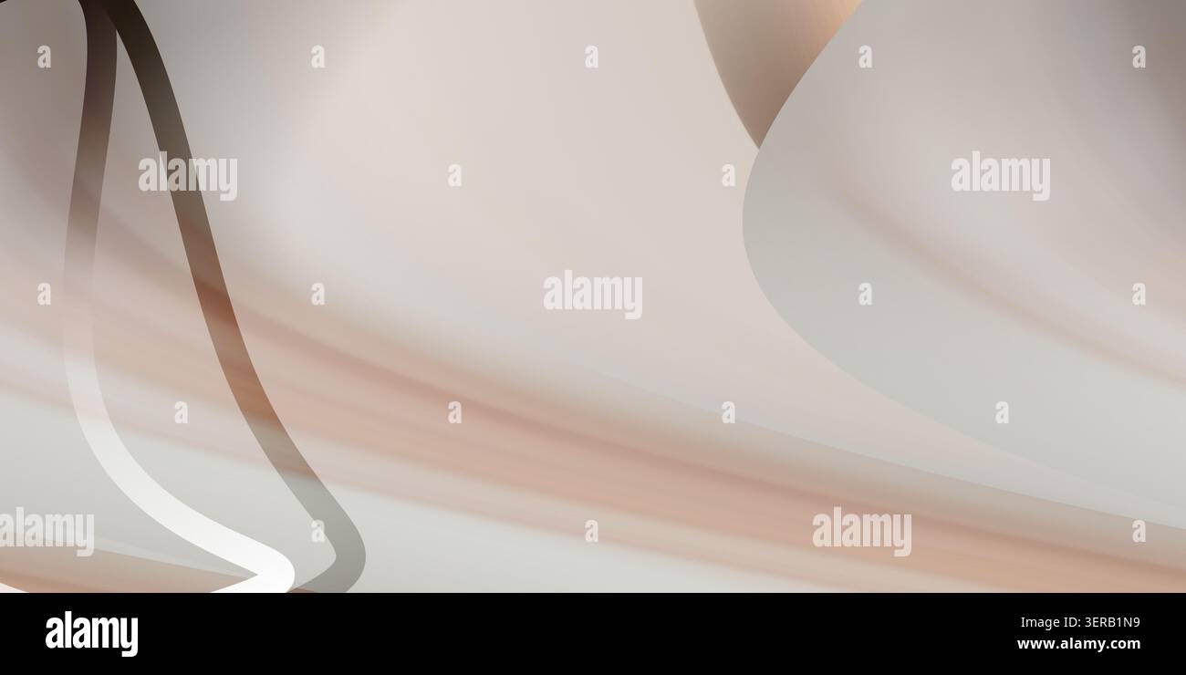 Un fond abstrait minimaliste avec des courbes lisses et fluides dans des tons doux beige et blanc, créant un sentiment d'élégance et de simplicité moderne. Banque D'Images