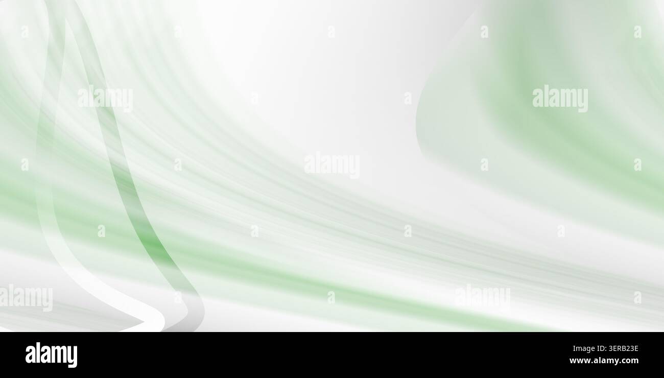 Fond abstrait avec des vagues vertes et blanches douces, parfaites pour des concepts de design respectueux de l'environnement, frais ou modernes. Banque D'Images