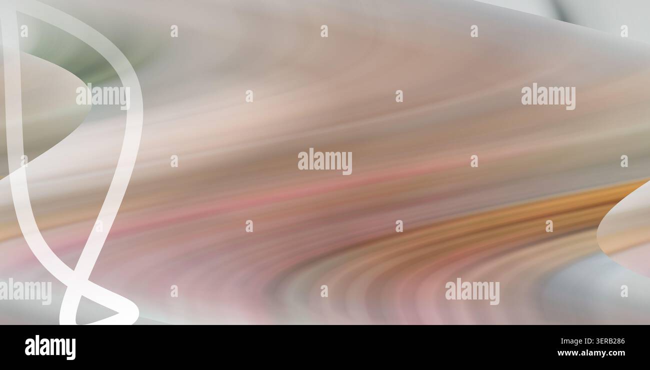 Fond abstrait avec des motifs de vagues doux et fluides et des dégradés de tons de terre chauds et discrets avec un élément graphique incurvé blanc subtil sur la gauche. Banque D'Images