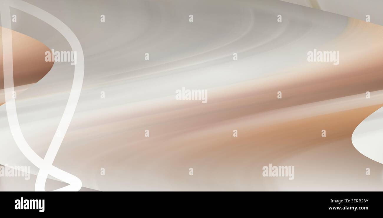 Un élégant fond abstrait avec des vagues douces et fluides dans les tons de beige, crème et or rose, accentué par une courbe graphique blanche et nette. Banque D'Images