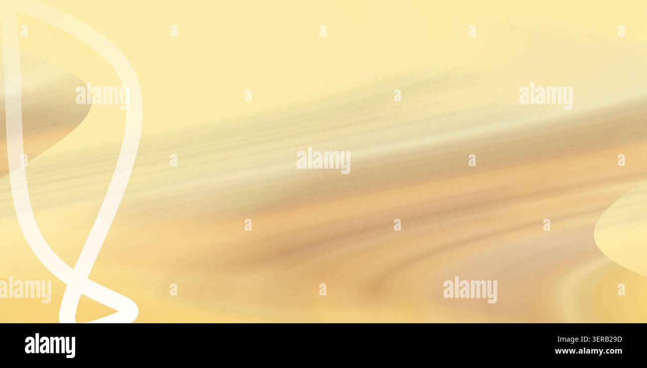 Un fond abstrait avec des vagues fluides et fluides dans les tons de jaune et d'or, avec une ligne courbe blanche proéminente sur le côté gauche. Banque D'Images