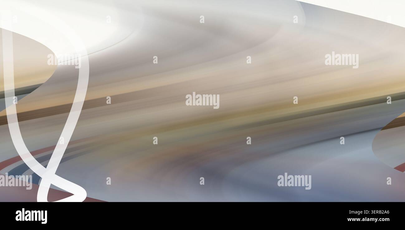 Un fond abstrait minimaliste mettant en valeur des vagues douces et fluides dans des tons neutres beige et gris, mis en évidence par une ligne incurvée blanche gracieuse. Banque D'Images