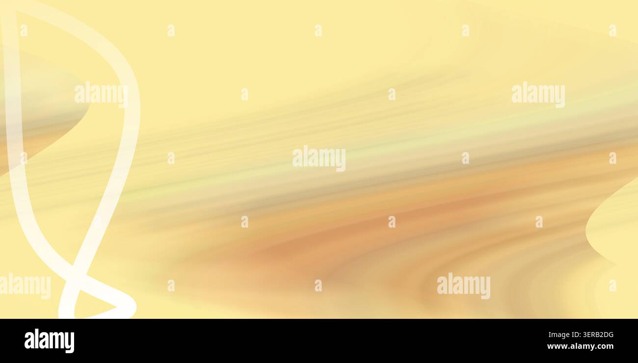Un fond abstrait avec des vagues lisses et fluides de tons chauds jaune et orange avec un élément stylisé de ligne blanche sur le côté gauche. Banque D'Images