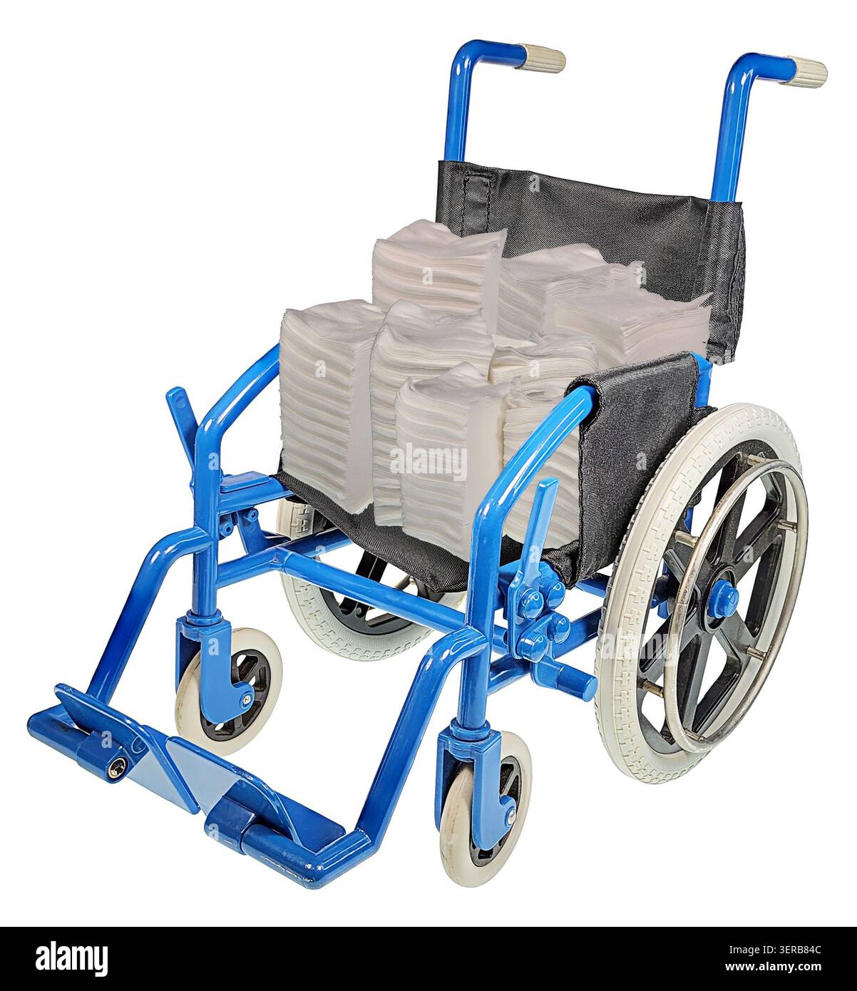 Bandages médicaux en fauteuil roulant pour après chirurgie de la colonne vertébrale ou des jambes Banque D'Images