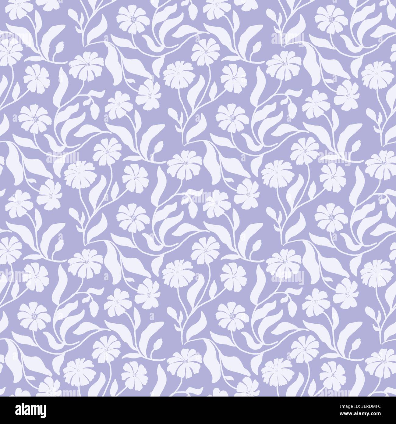 Ornement floral de feuilles, fleurs et brindilles. Illustration aquarelle. Motif floral violet clair sans couture. Pour décorer le papier peint, les blondes Banque D'Images