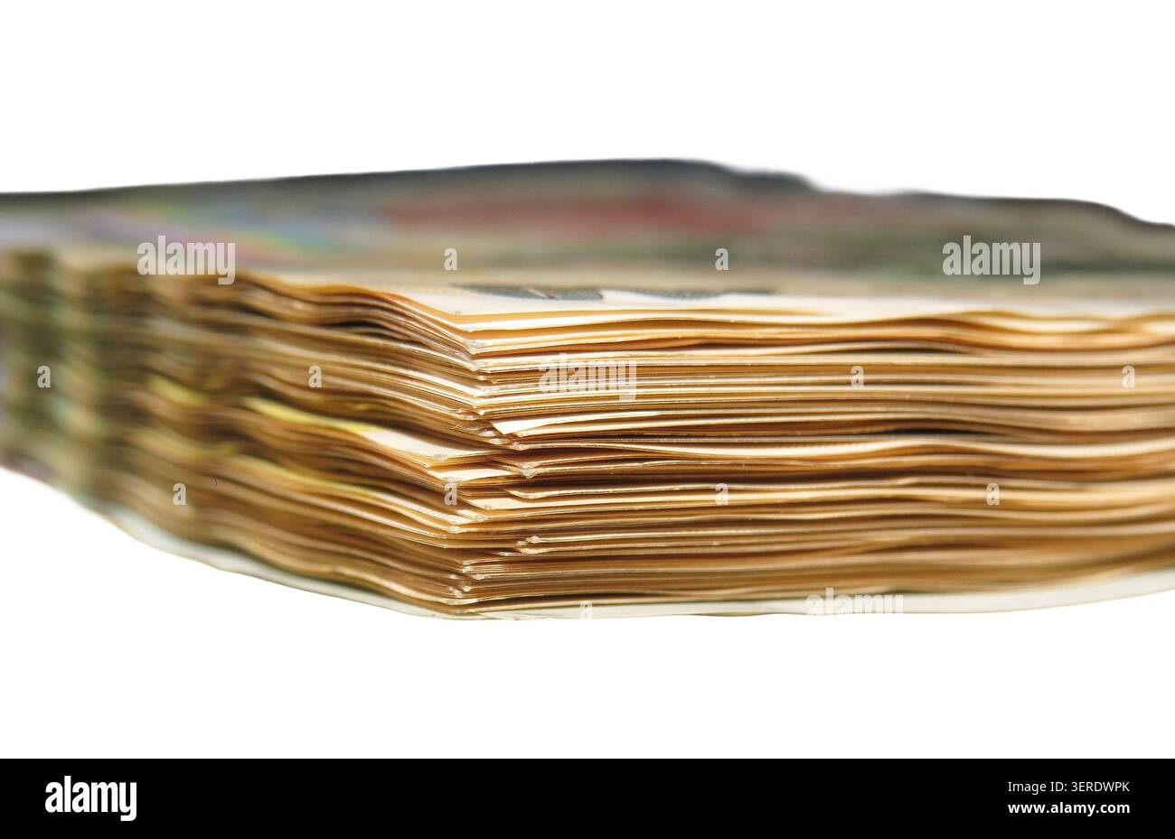 Billets roumains (lei) isolés sur blanc Banque D'Images
