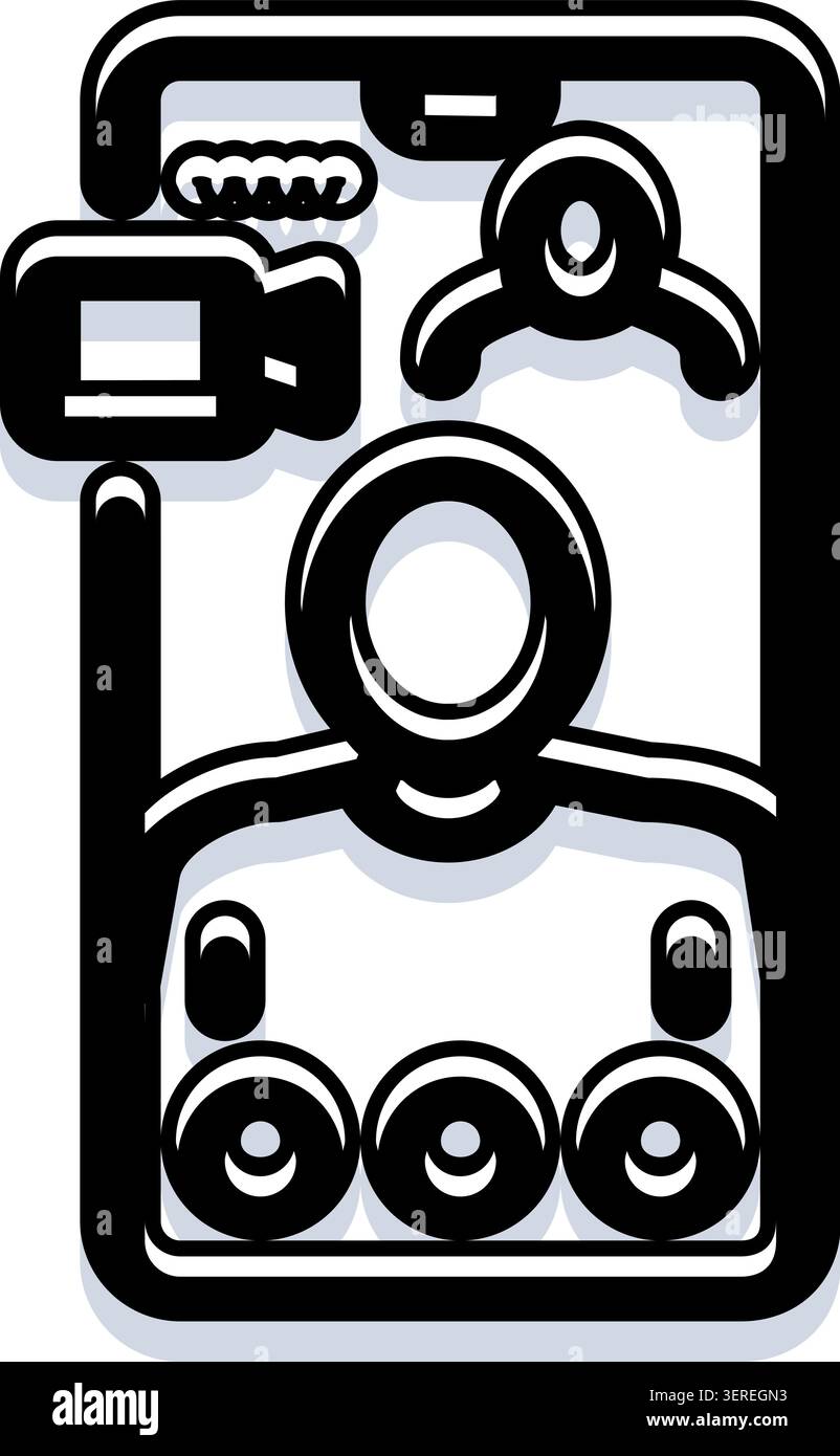 Écran de périphérique mobile affichant une application de visioconférence avec plusieurs participants, connexion de personnes pour des réunions virtuelles, communication en ligne Illustration de Vecteur