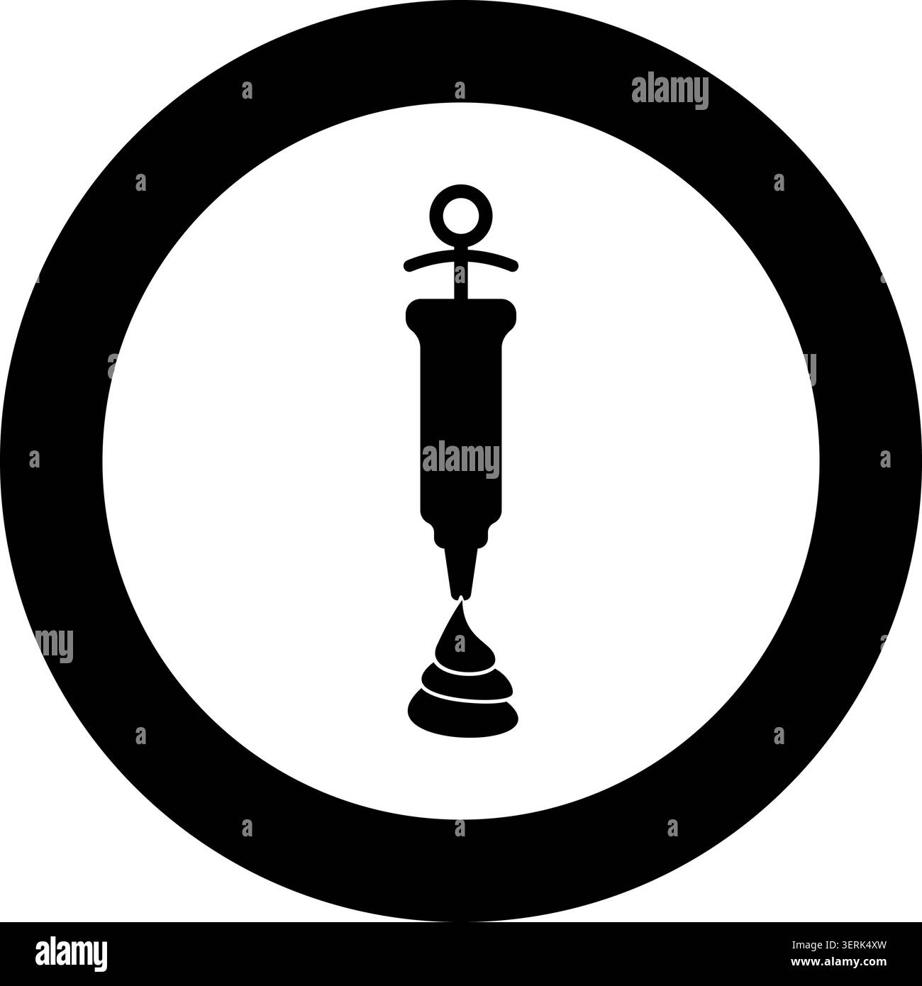 Confiserie seringue glaçage crème pâtisserie tourbillon crème fouettée icône en cercle rond noir illustration vectorielle image de contour solide style simple Illustration de Vecteur