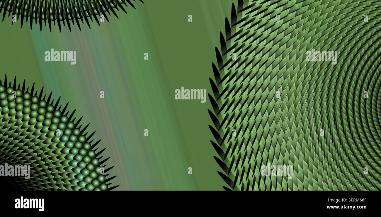 Un fond abstrait avec des formes géométriques répétitives et des dégradés verts et noirs profonds, créant un effet visuel moderne et sombre. Banque D'Images