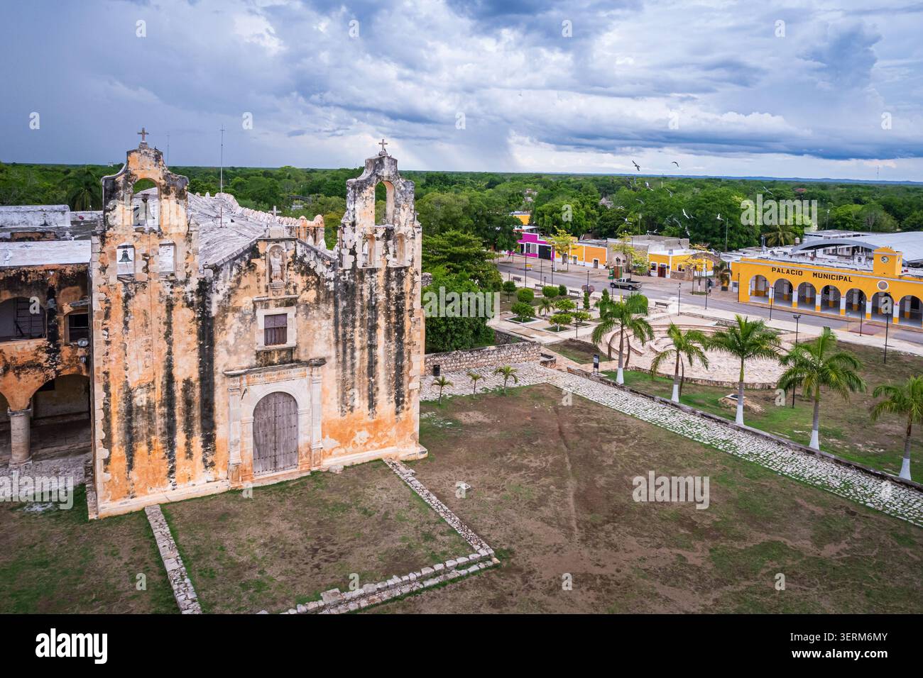 Le couvent de l'Archange San Miguel à Mani, Yucatan, Mexique. Banque D'Images