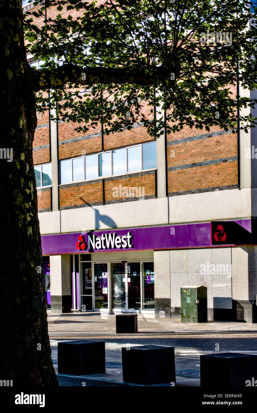 NAT West Bank, High Street, Watford, Hertfordshire, Angleterre, ROYAUME-UNI Banque D'Images