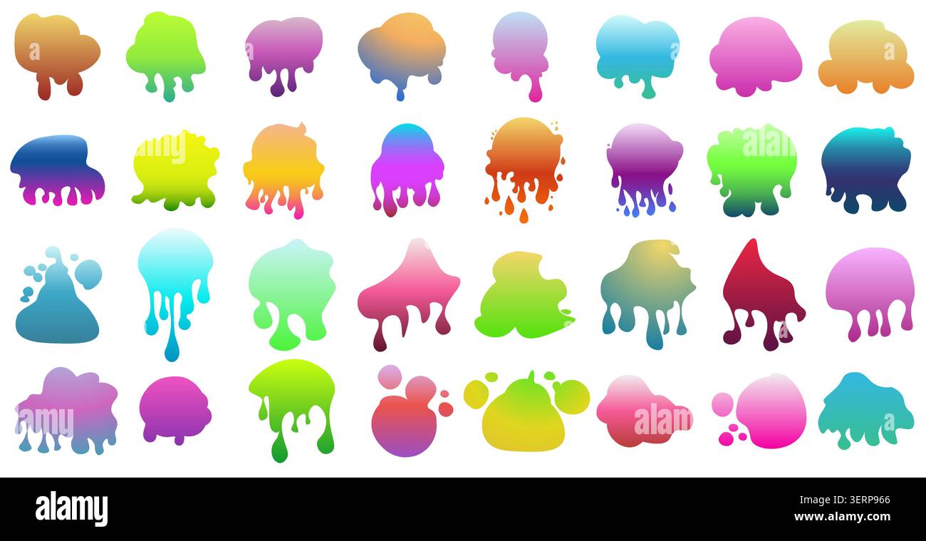 Ensemble de blobs liquides colorés abstraits. Collection de formes de fluide gradient et nuages organiques. Illustration vectorielle. Illustration de Vecteur