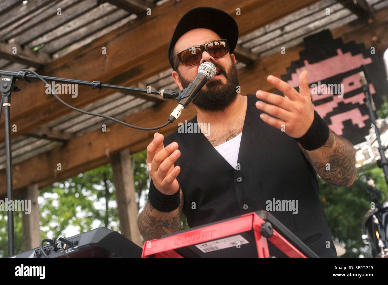 Chico Mann se produit au Pachanga Latino Music Festival, Austin, Texas, le 21 mai 2011. (Photo de John Anderson/The Austin Chronicle) Banque D'Images