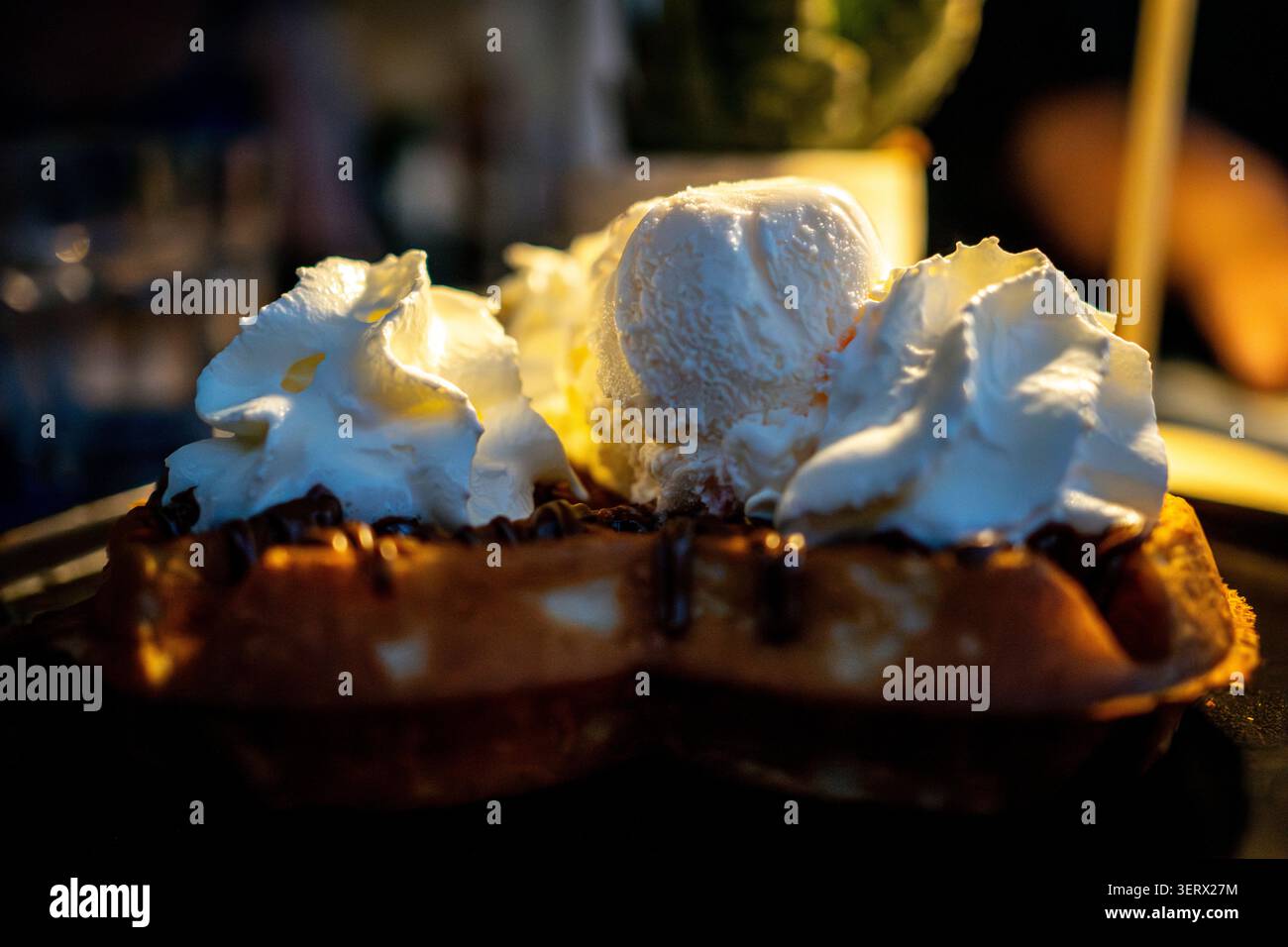 Gaufre à la glace vanille Banque D'Images