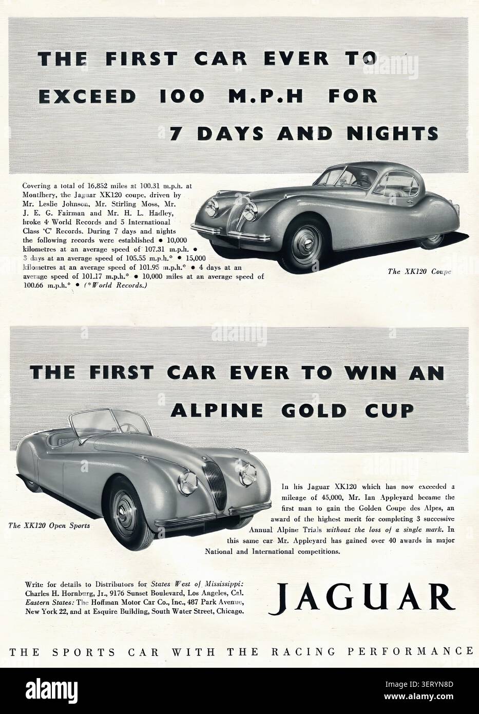 1953 Jaguar XK120 Advertising Motor Trend janvier 1953 - Vintage US publicité dans la presse Banque D'Images