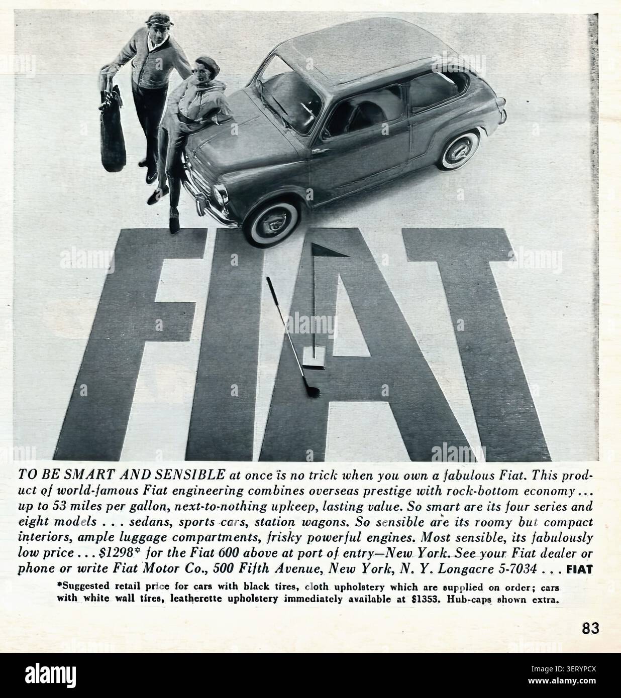 1958 Fiat 600 publicité Newsweek avril 28 1958 - publicité de presse américaine vintage Banque D'Images