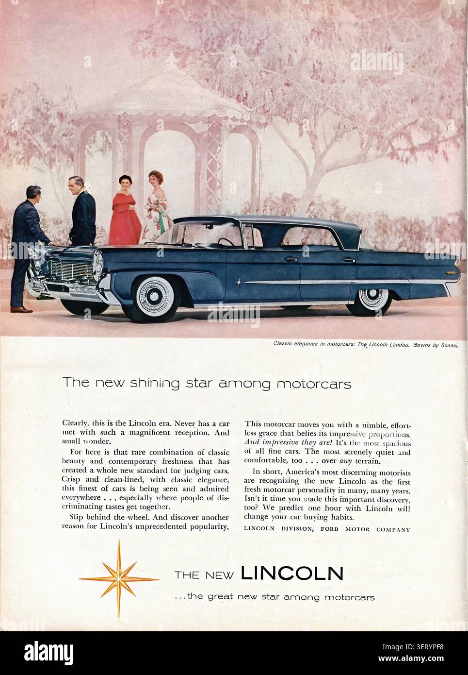 1958 Lincoln Landau Advertisement Newsweek avril 28 1958 - Vintage US publicité dans la presse Banque D'Images