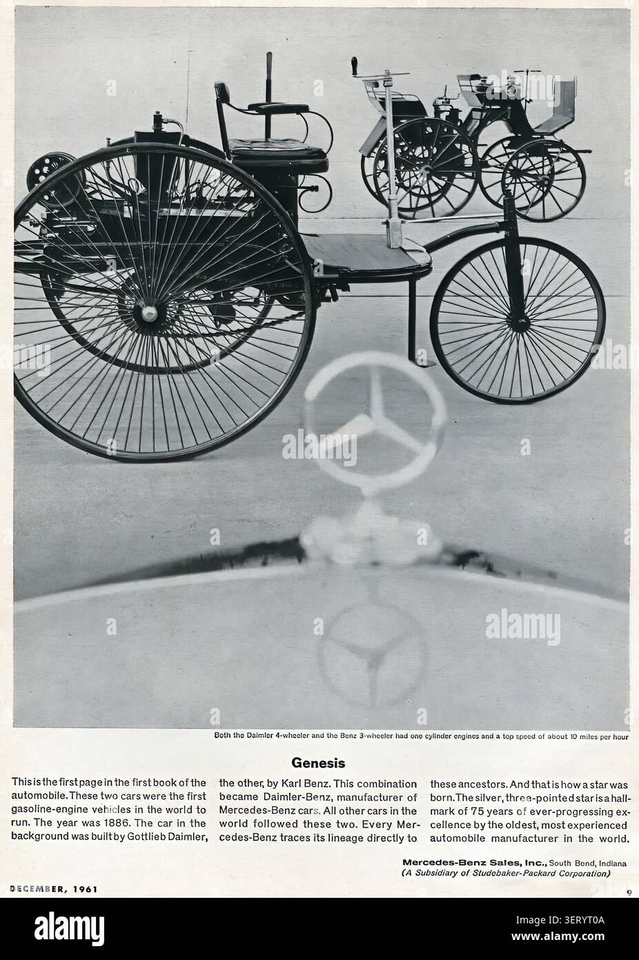 1961 Mercedes-Benz publicité graphique de voiture de sport décembre 1961 - Vintage publicité de presse américaine Banque D'Images