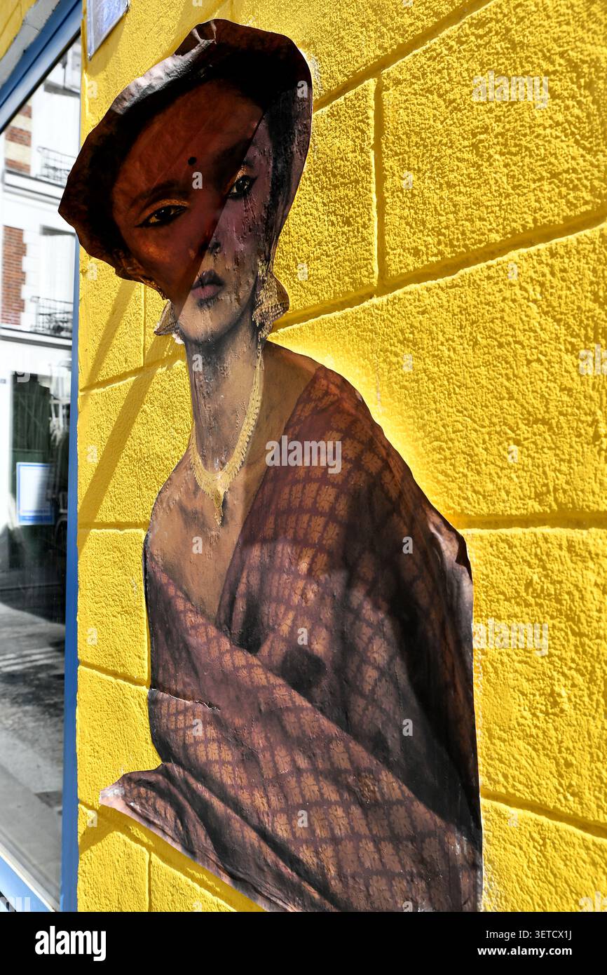 Affiche Street art sur un mur de Pigalle - Paris - France Banque D'Images