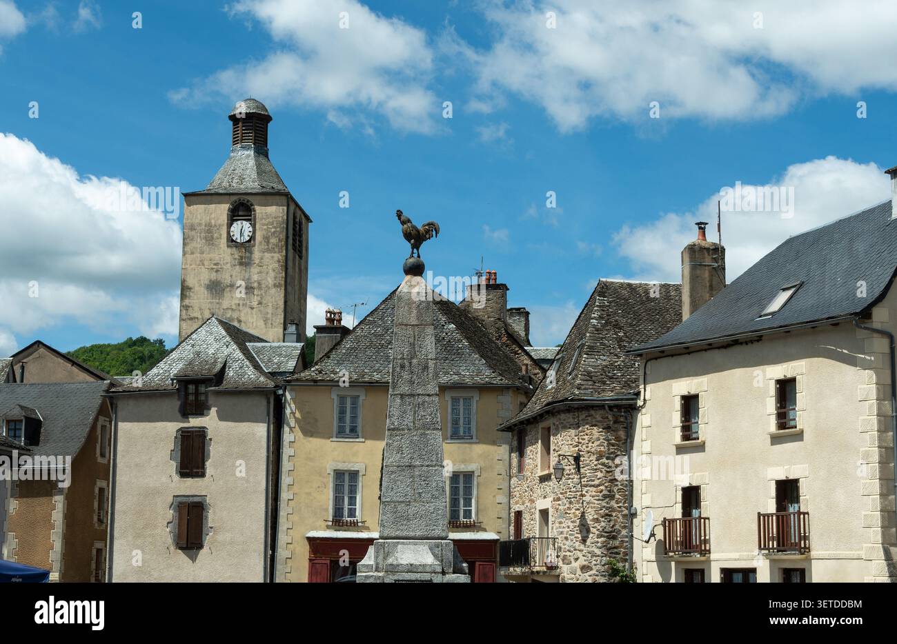 Saint Chely-d'Aubrac, place de la Mairie, Parc naturel régional de l'Aubrac, Aveyron, Occitanie, France Banque D'Images
