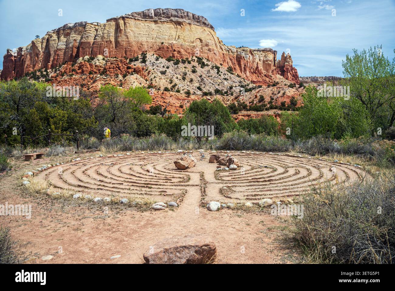 Ghost Ranch Chartres labyrinthe. Nouveau Mexique, États-Unis Banque D'Images