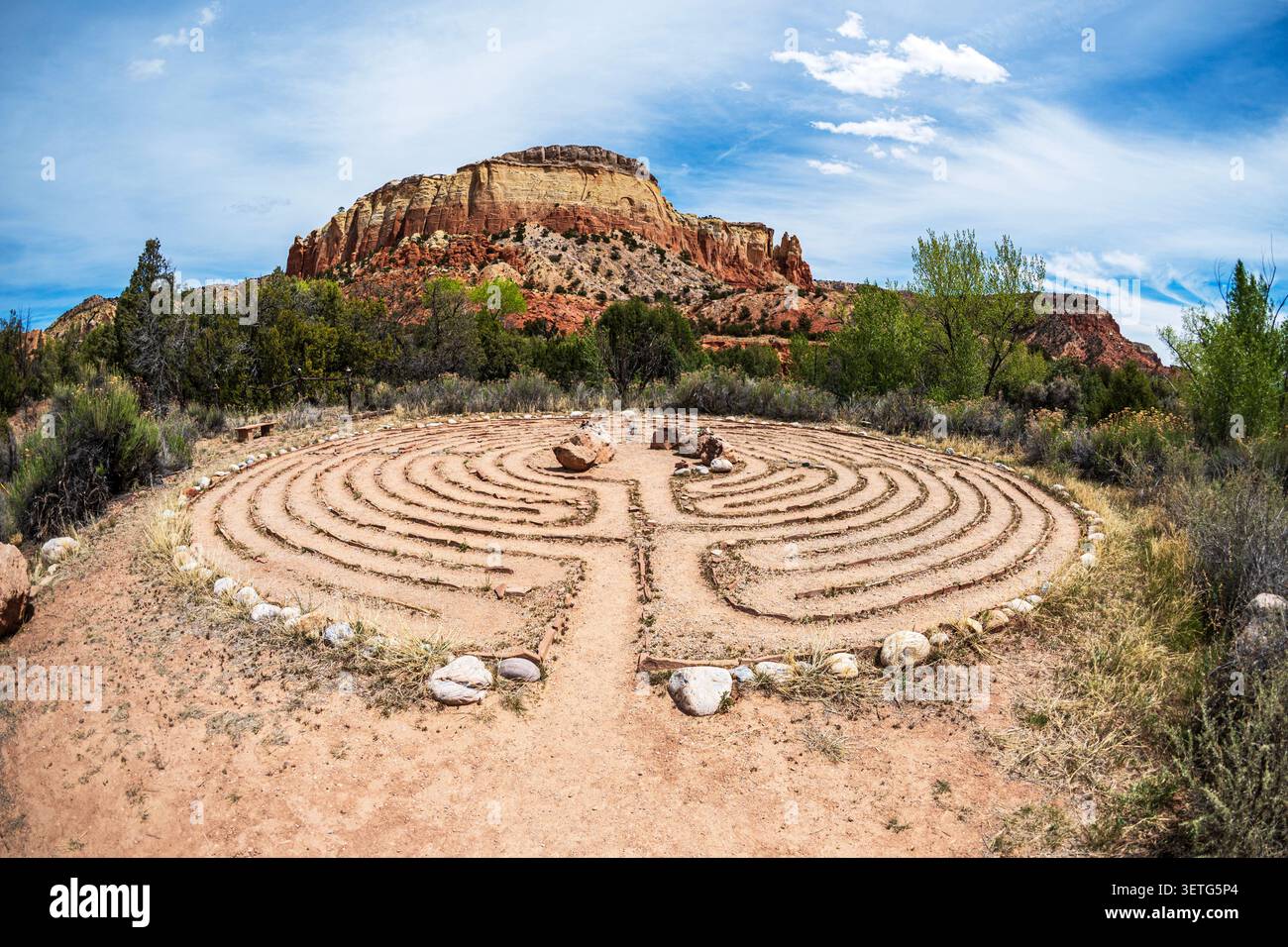 Ghost Ranch Chartres labyrinthe. Nouveau Mexique, États-Unis Banque D'Images