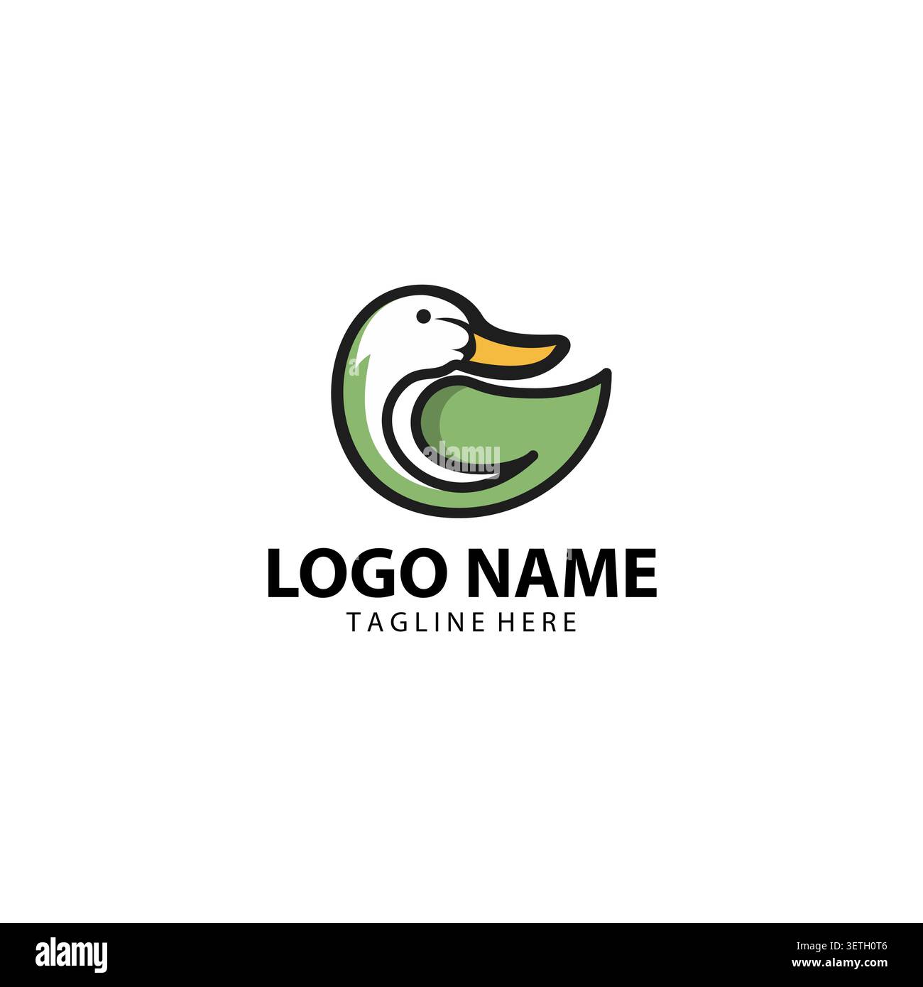 modèle de conception de logo swan avec illustration vectorielle de conception graphique de logo vert feuille. Symbole, icône, créatif Illustration de Vecteur