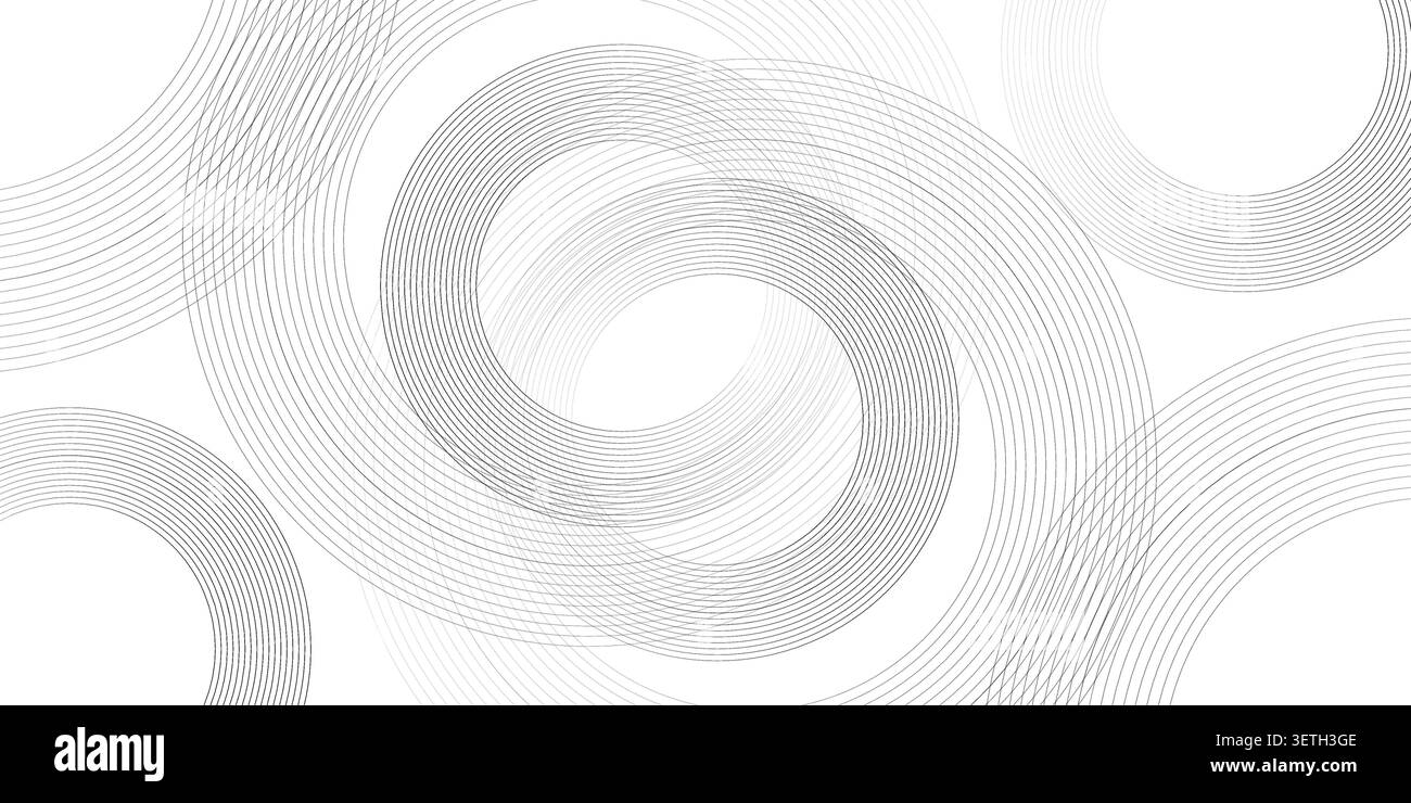 Élégant fond blanc minimaliste présentant une spirale grise centrale formée de lignes fines et délicates, créant une illusion d'optique fascinante et un sen Illustration de Vecteur